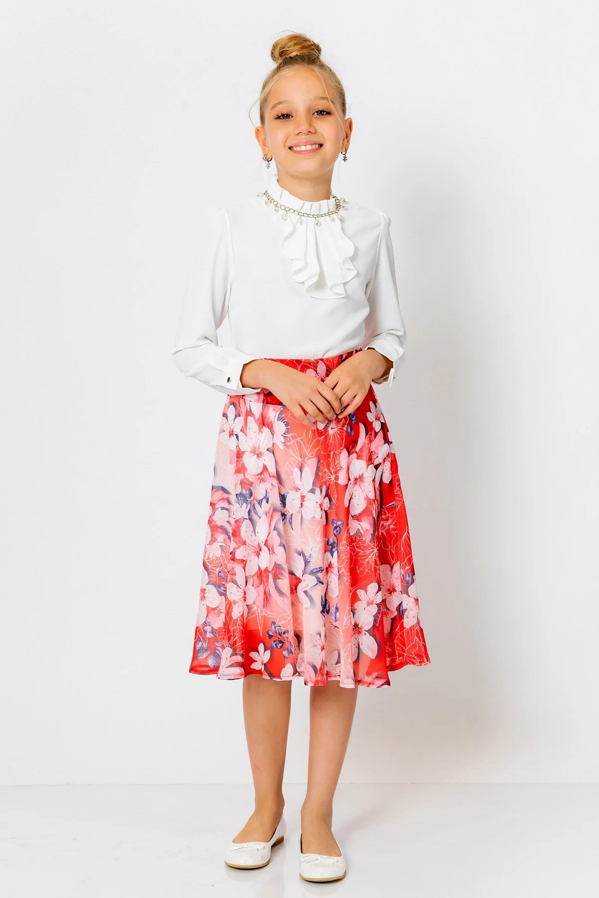 InCity Kids Girls Floral Print Midi Fashion Skirt InCity Boys & Girls