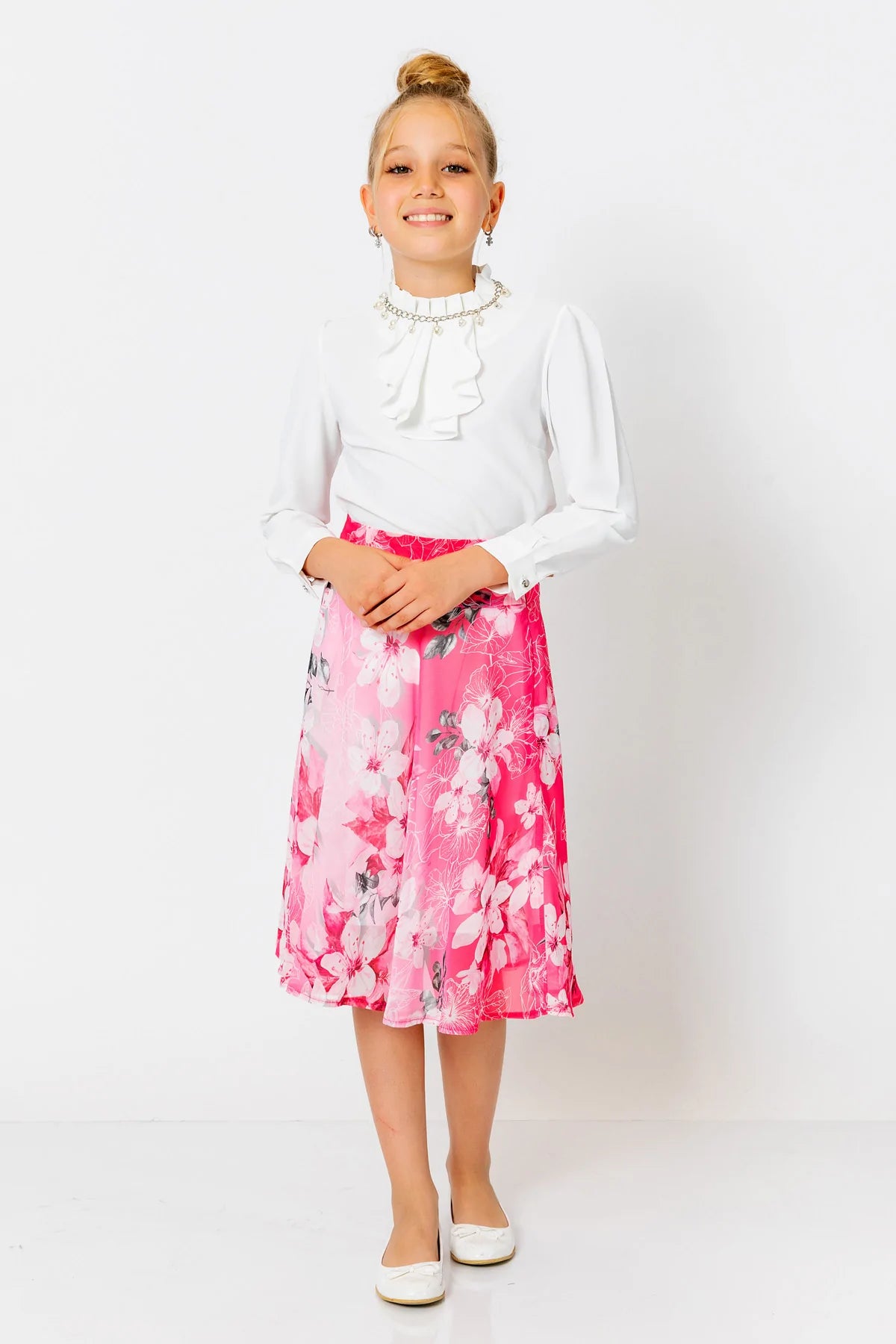 InCity Kids Girls Floral Print Midi Fashion Skirt InCity Boys & Girls