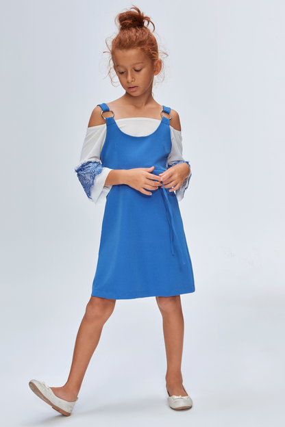 InCity Kids Girls Two Piece 3/4 Lace Sleeve Fashion Dress