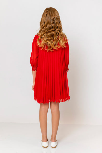 InCity Kids Girls Ribbon Neck Pleated Dress