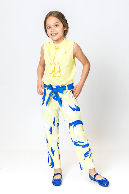 InCity Kids Girls Solid Sleeveless Cascade Fashion Blouse