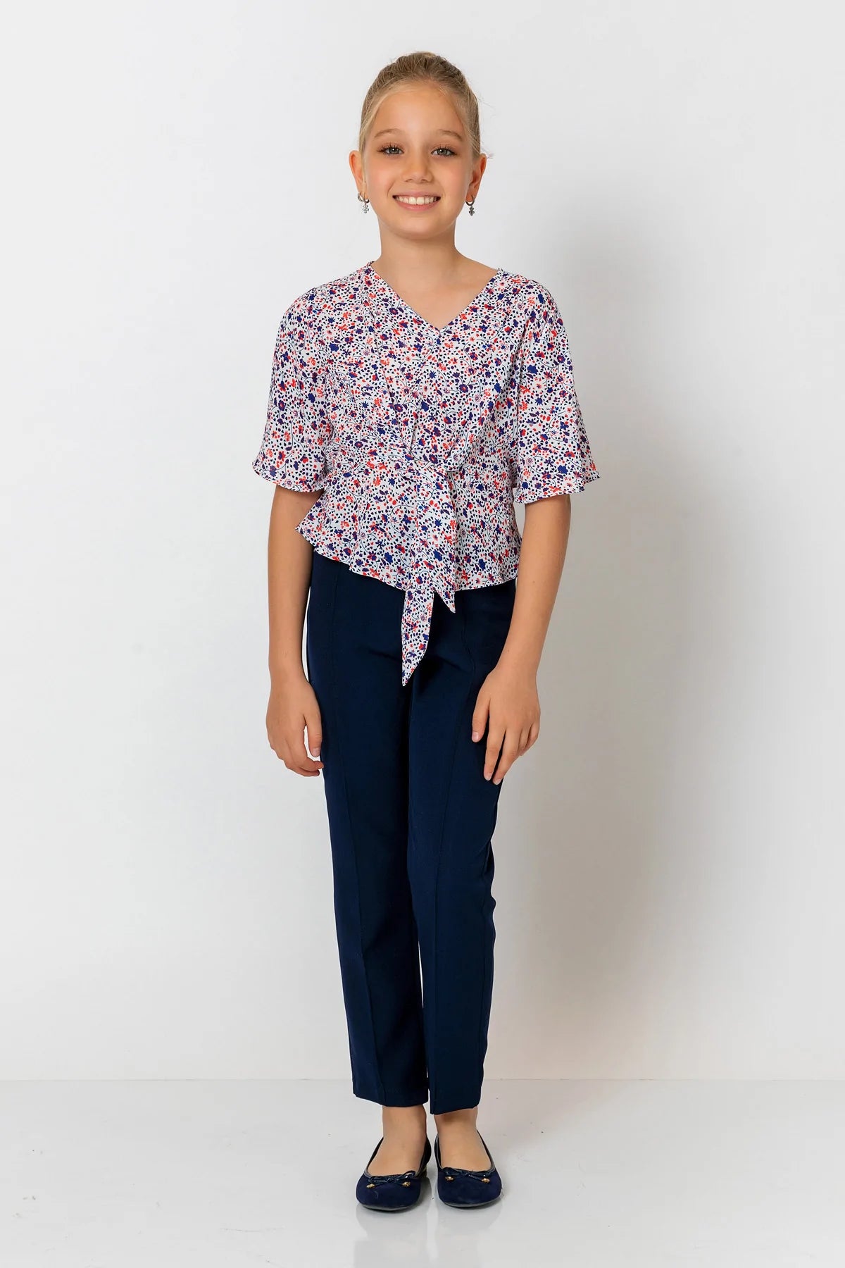 InCity Kids Girls V Neck Floral Batwing Blouse InCity Boys & Girls