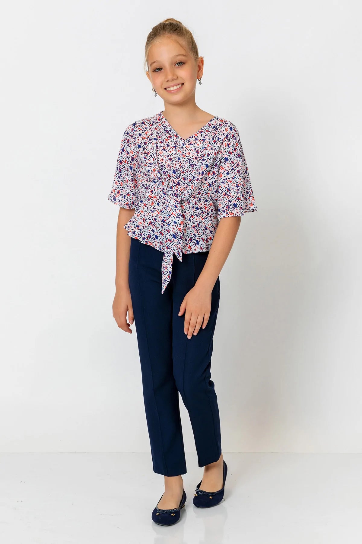 InCity Kids Girls V Neck Floral Batwing Blouse InCity Boys & Girls