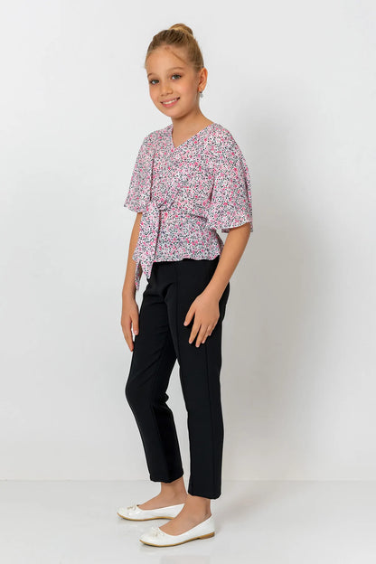 InCity Kids Girls V Neck Floral Batwing Blouse InCity Boys & Girls