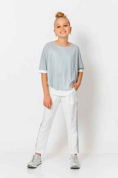 InCity Kids Girls Elastic Waist Sequin Stripe Straight Leg Pants InCity Boys & Girls