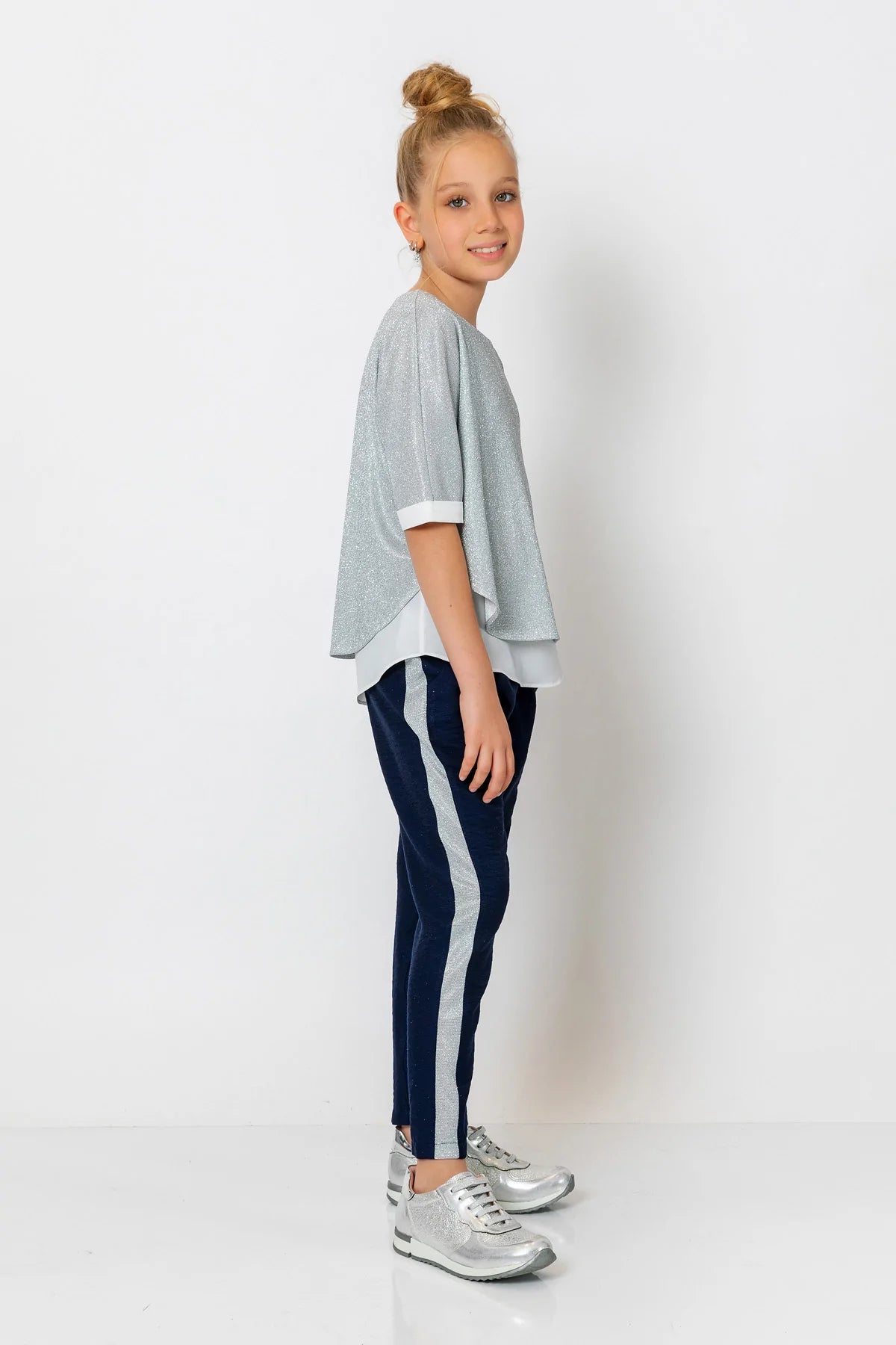 InCity Kids Girls Elastic Waist Sequin Stripe Straight Leg Pants InCity Boys & Girls