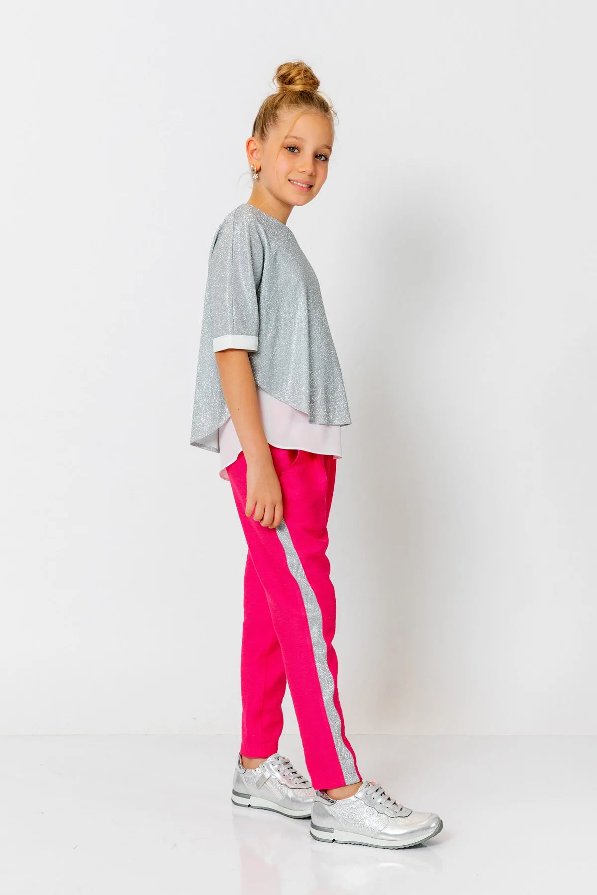 InCity Kids Girls Elastic Waist Sequin Stripe Straight Leg Pants InCity Boys & Girls