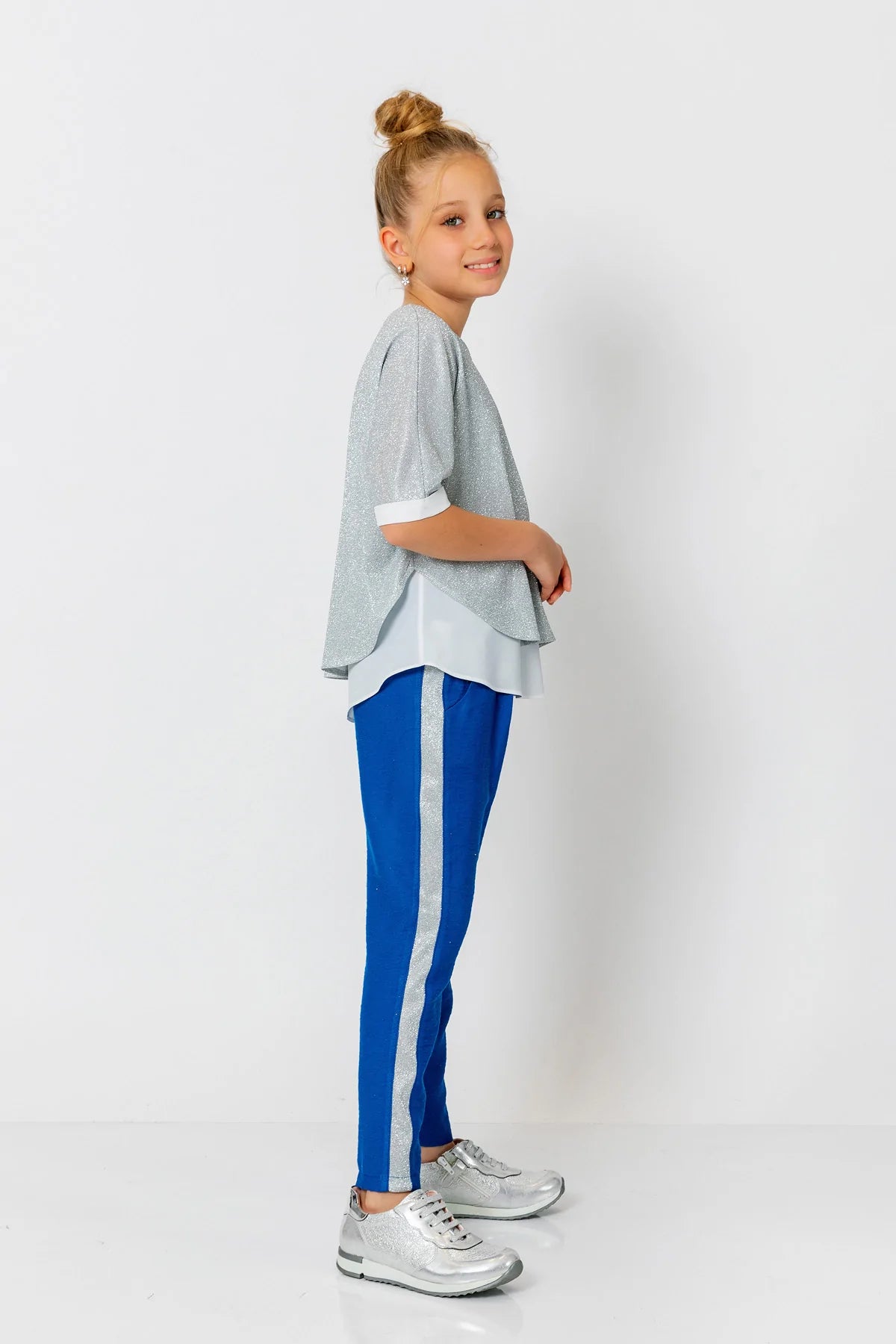 InCity Kids Girls Elastic Waist Sequin Stripe Straight Leg Pants InCity Boys & Girls