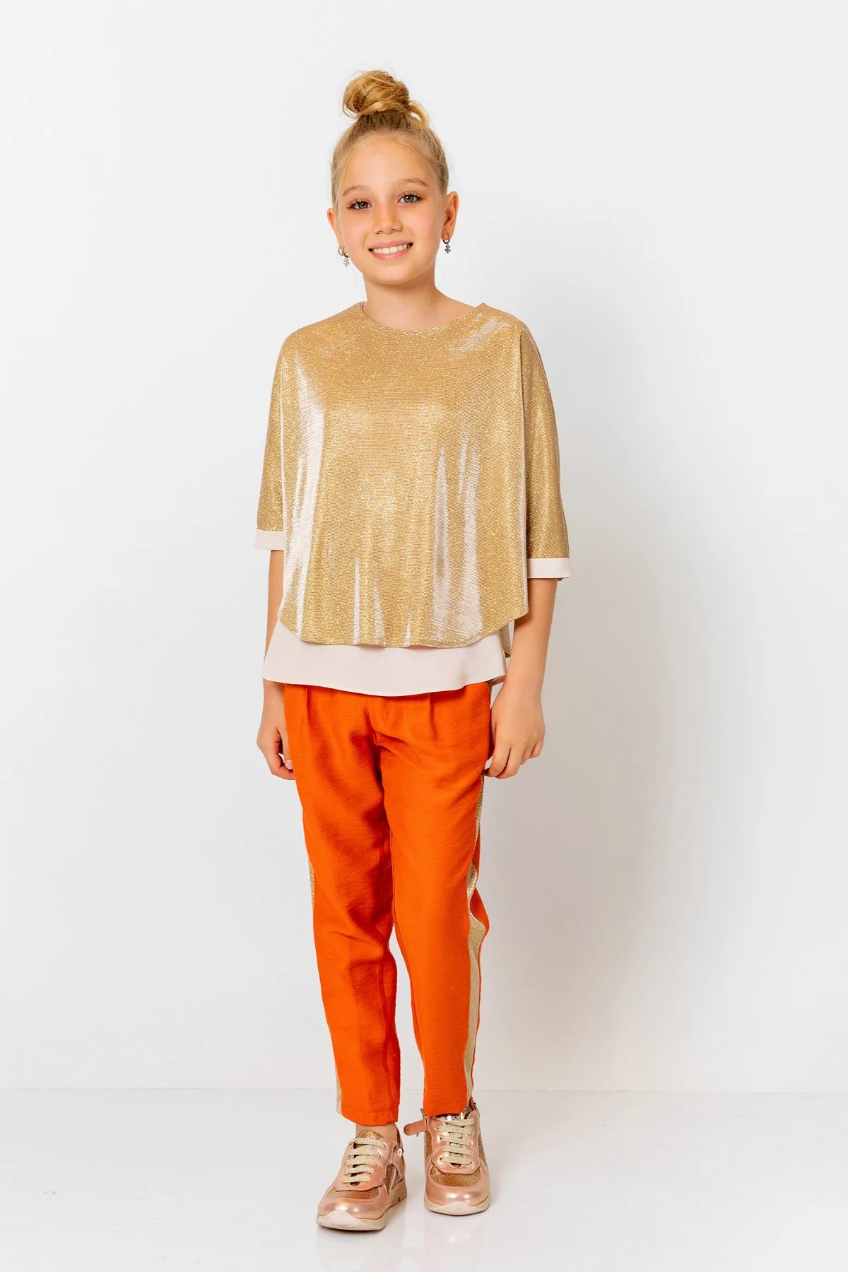 InCity Kids Girls Elastic Waist Sequin Stripe Straight Leg Pants InCity Boys & Girls