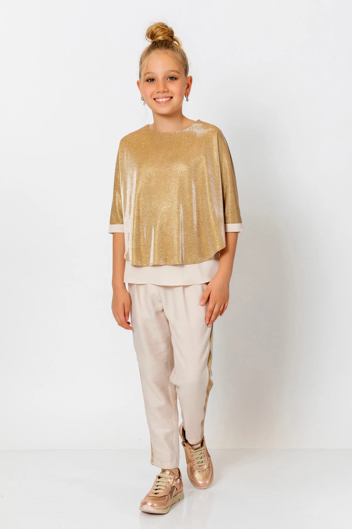 InCity Kids Girls Elastic Waist Sequin Stripe Straight Leg Pants InCity Boys & Girls