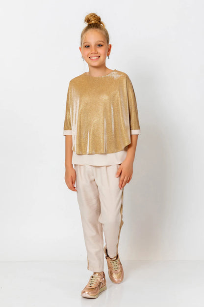 InCity Kids Girls Elastic Waist Sequin Stripe Straight Leg Pants InCity Boys & Girls