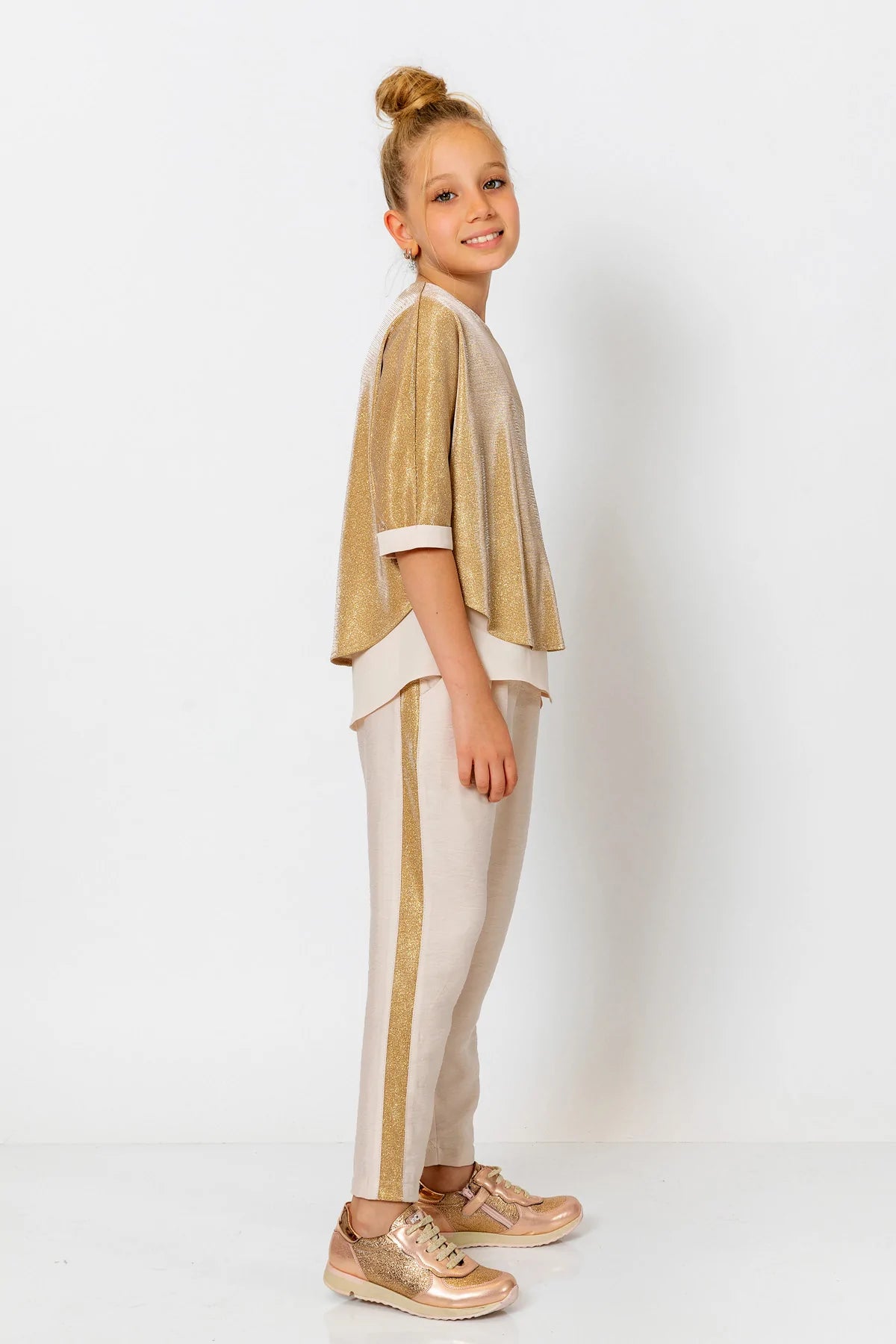 InCity Kids Girls Elastic Waist Sequin Stripe Straight Leg Pants InCity Boys & Girls