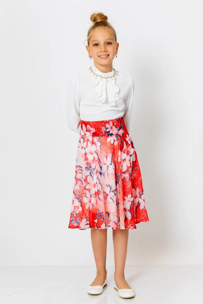 InCity Kids Girls Floral Print Midi Fashion Skirt InCity Boys & Girls