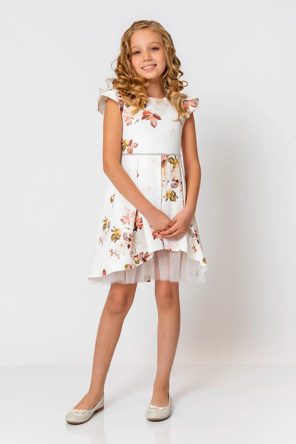 InCity Kids Girls Floral Print Cap Sleeve Pleated Fashion Dress InCity Boys & Girls