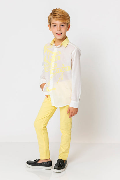 InCity Kids Boys Collar Printed Multicolor Fashion Dress Shirt InCity Boys & Girls