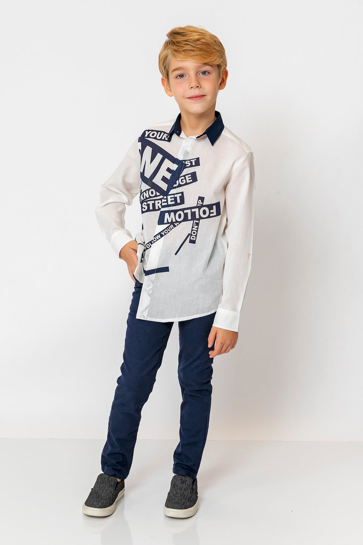 InCity Kids Boys Collar Printed Multicolor Fashion Dress Shirt InCity Boys & Girls
