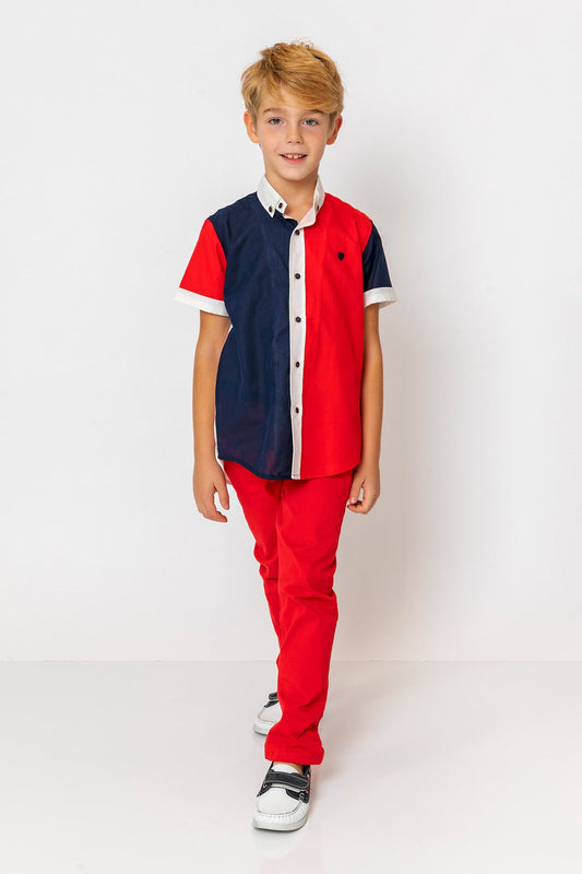 InCity Kids Boys Collared Button Down Multicolor Short Sleeve Dress Shirt InCity Boys & Girls