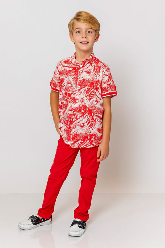 InCity Kids Boys Collared Short Sleeve Button Down Hawaiian Shirt InCity Boys & Girls