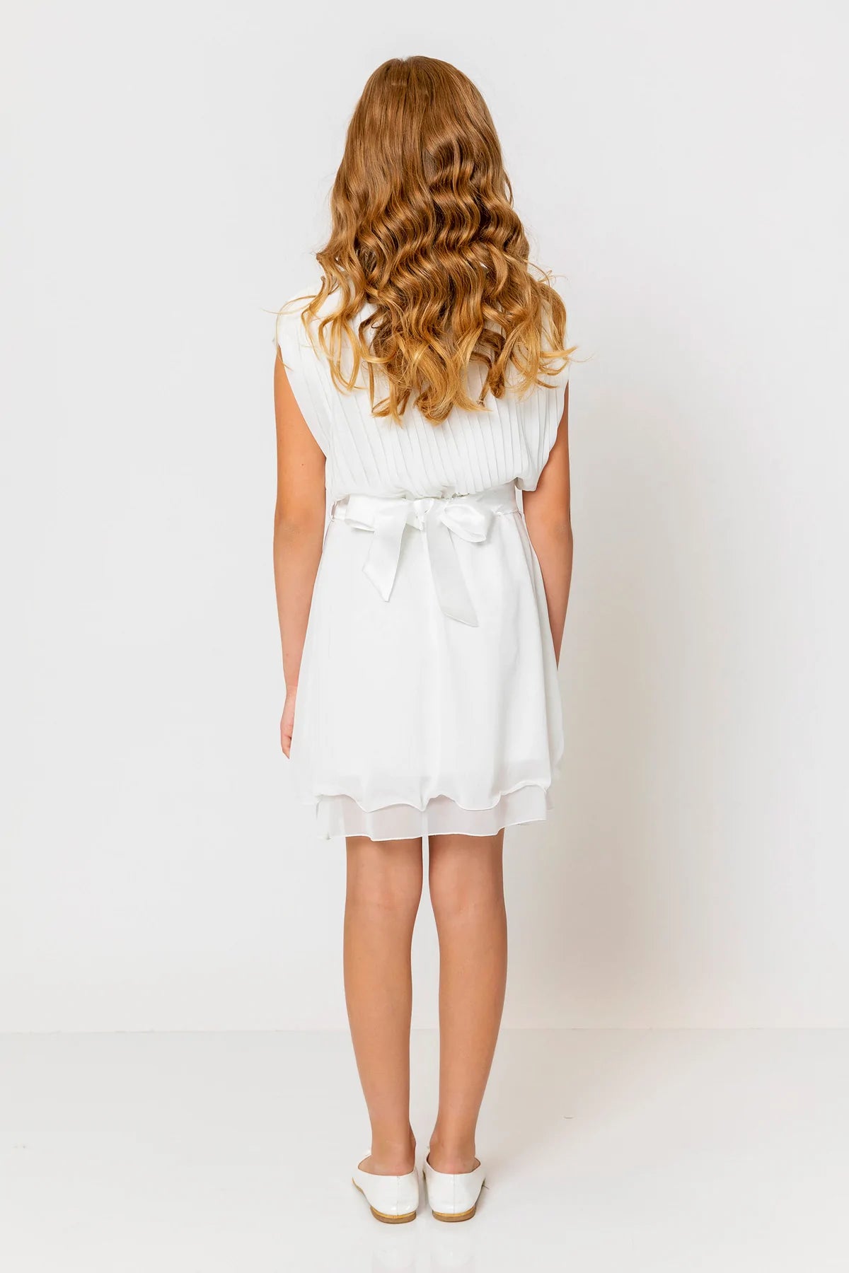 InCity Kids Girls Round Neck Belted Pleated Fashion Dress InCity Boys & Girls