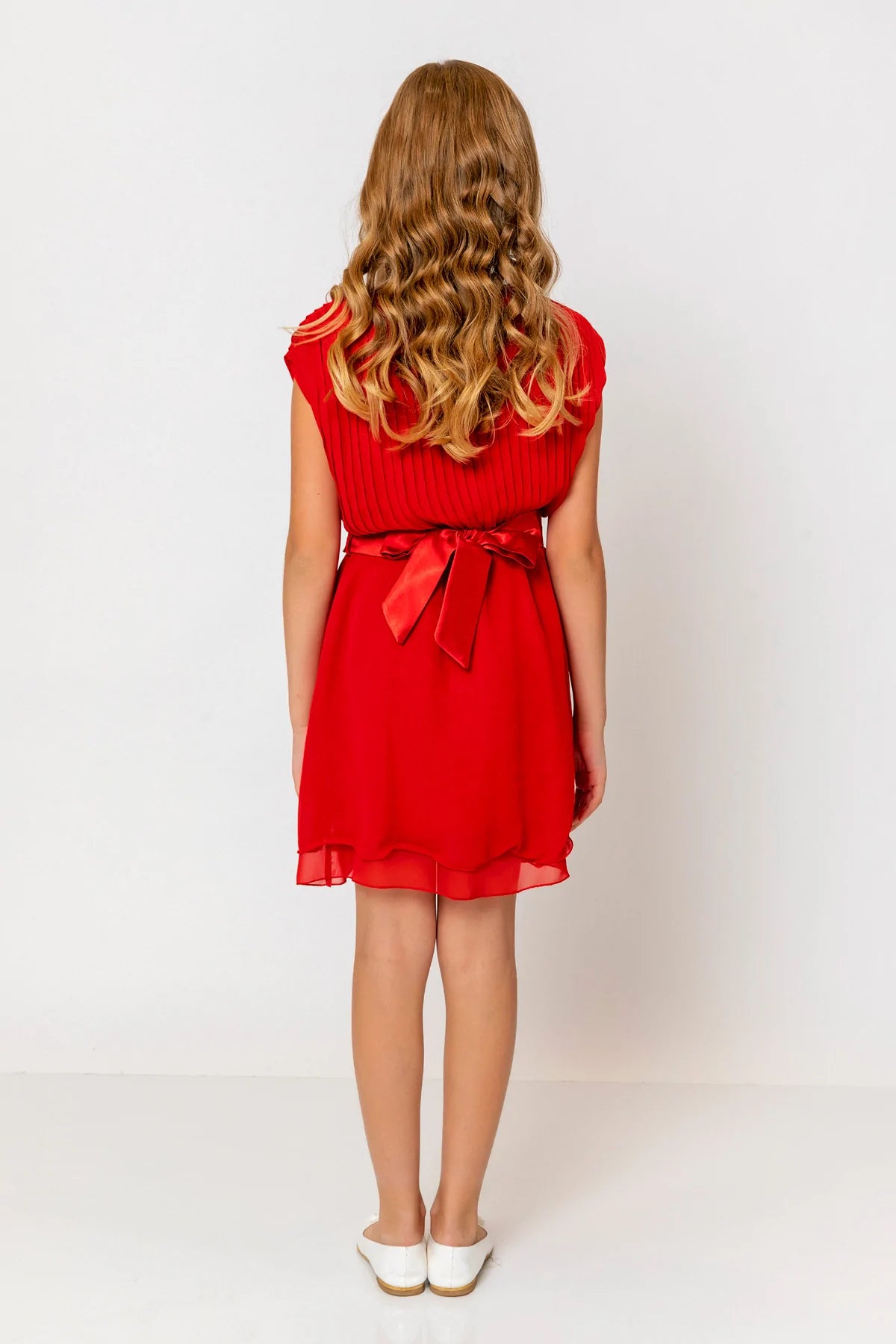 InCity Kids Girls Round Neck Belted Pleated Fashion Dress InCity Boys & Girls