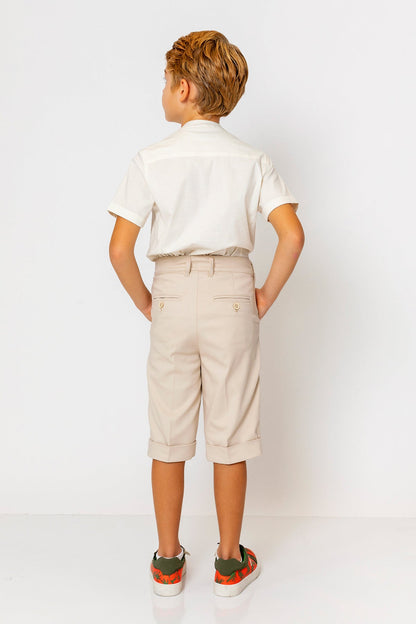 InCity Kids Boys Round Neck Short Sleeve Half Button Shirt InCity Boys & Girls
