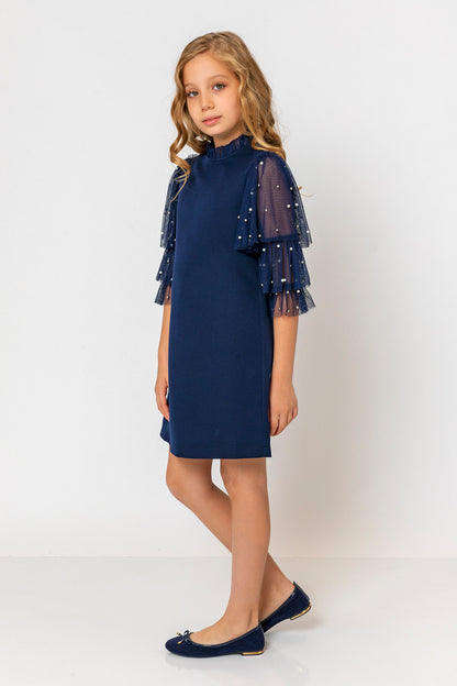 InCity Kids Girls Ruffled Transparent Sleeve Fashion Dress