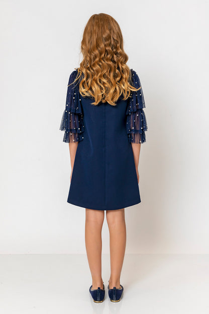 InCity Kids Girls Ruffled Transparent Sleeve Fashion Dress