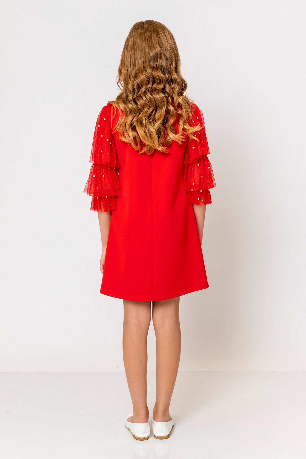 InCity Kids Girls Ruffled Transparent Sleeve Fashion Dress
