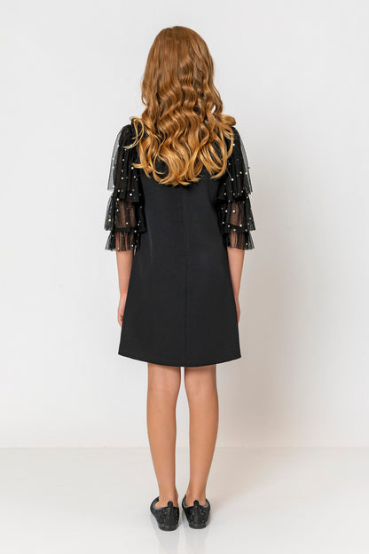 InCity Kids Girls Ruffled Transparent Sleeve Fashion Dress