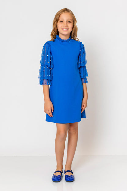 InCity Kids Girls Ruffled Transparent Sleeve Fashion Dress