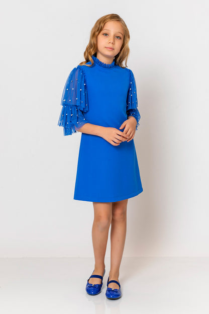 InCity Kids Girls Ruffled Transparent Sleeve Fashion Dress