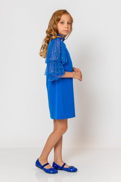 InCity Kids Girls Ruffled Transparent Sleeve Fashion Dress