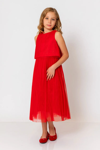 InCity Kids Girls Sleeveless Diamond Tulle Bridesmaid Dress InCity Boys & Girls