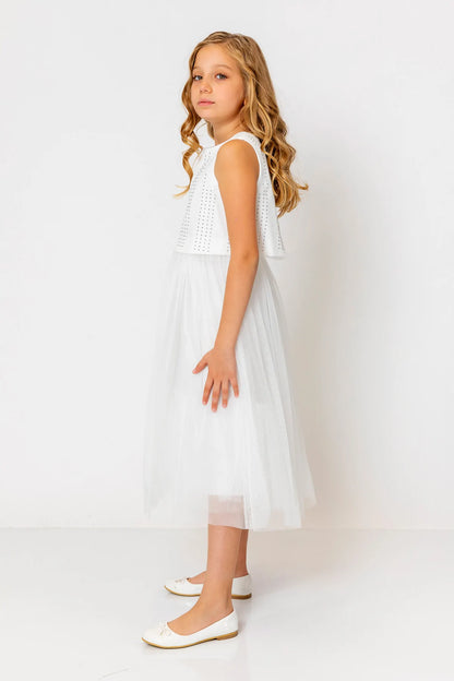 InCity Kids Girls Sleeveless Diamond Tulle Bridesmaid Dress InCity Boys & Girls