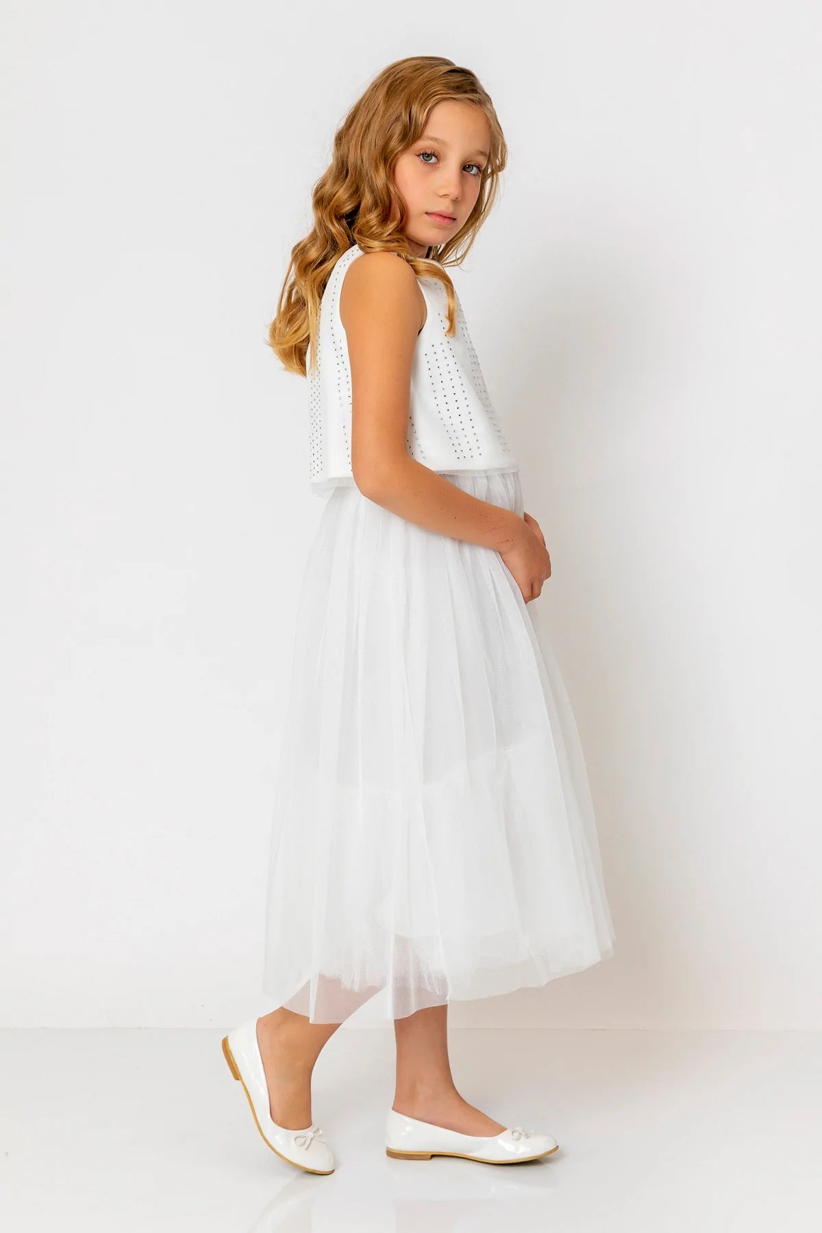 InCity Kids Girls Sleeveless Diamond Tulle Bridesmaid Dress InCity Boys & Girls
