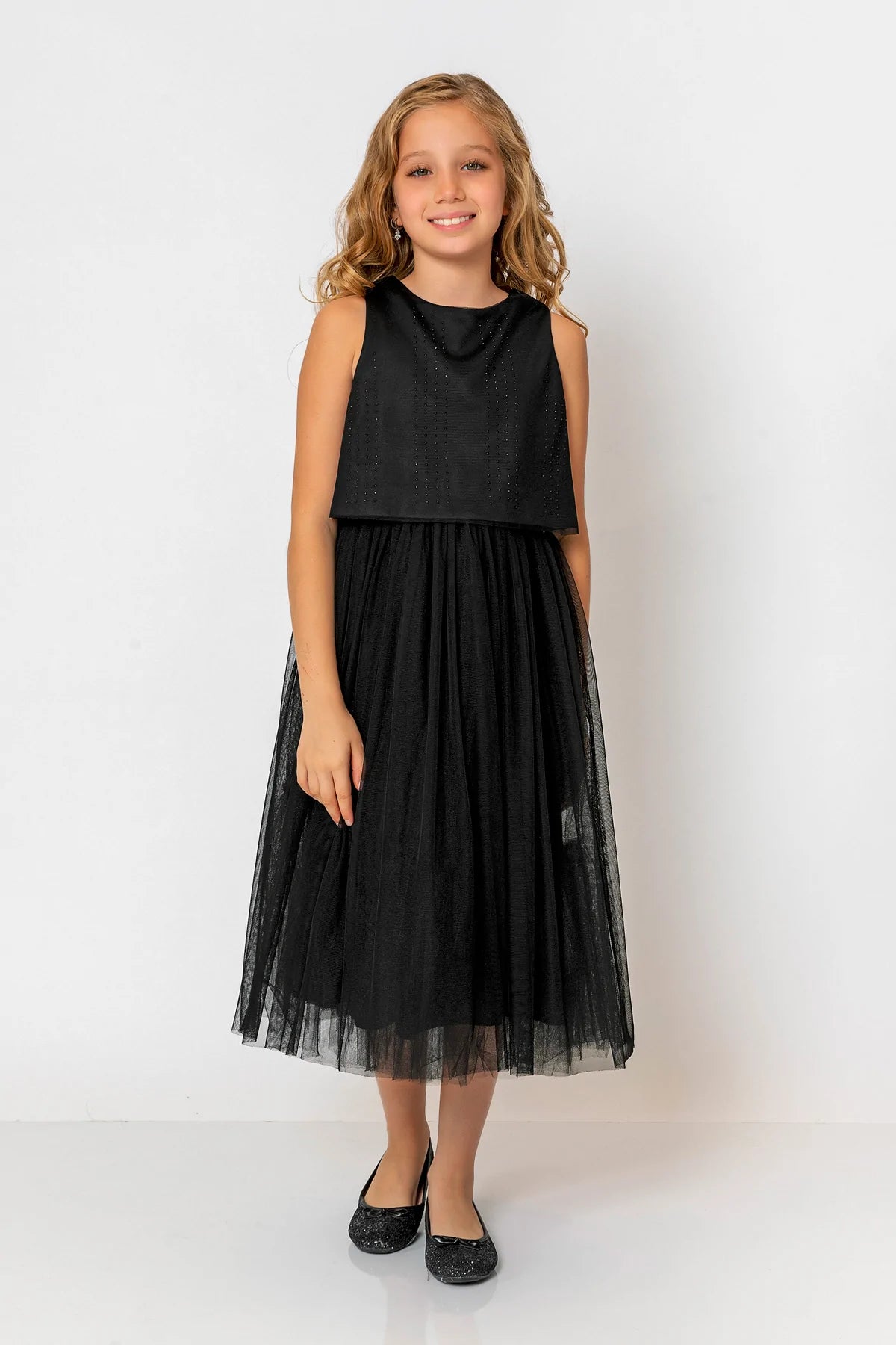 InCity Kids Girls Sleeveless Diamond Tulle Bridesmaid Dress InCity Boys & Girls