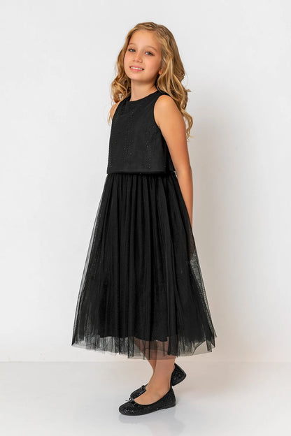 InCity Kids Girls Sleeveless Diamond Tulle Bridesmaid Dress InCity Boys & Girls