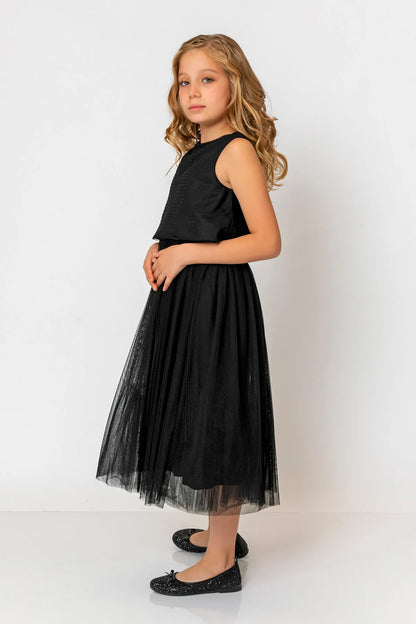 InCity Kids Girls Sleeveless Diamond Tulle Bridesmaid Dress InCity Boys & Girls