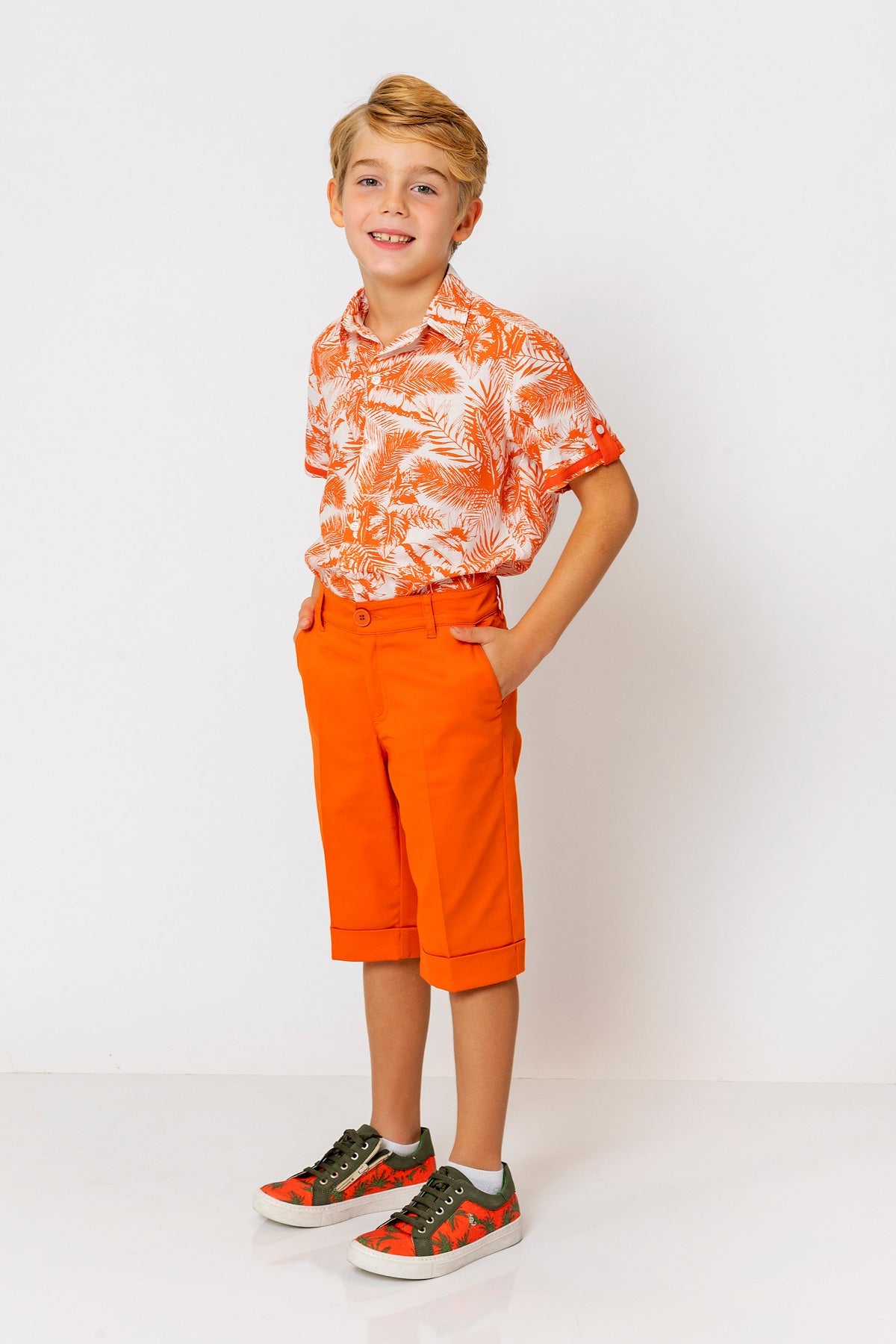 InCity Kids Boys Collared Short Sleeve Button Down Hawaiian Shirt InCity Boys & Girls