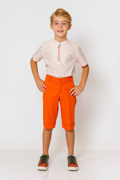 InCity Kids Boys Round Neck Short Sleeve Half Button Shirt InCity Boys & Girls