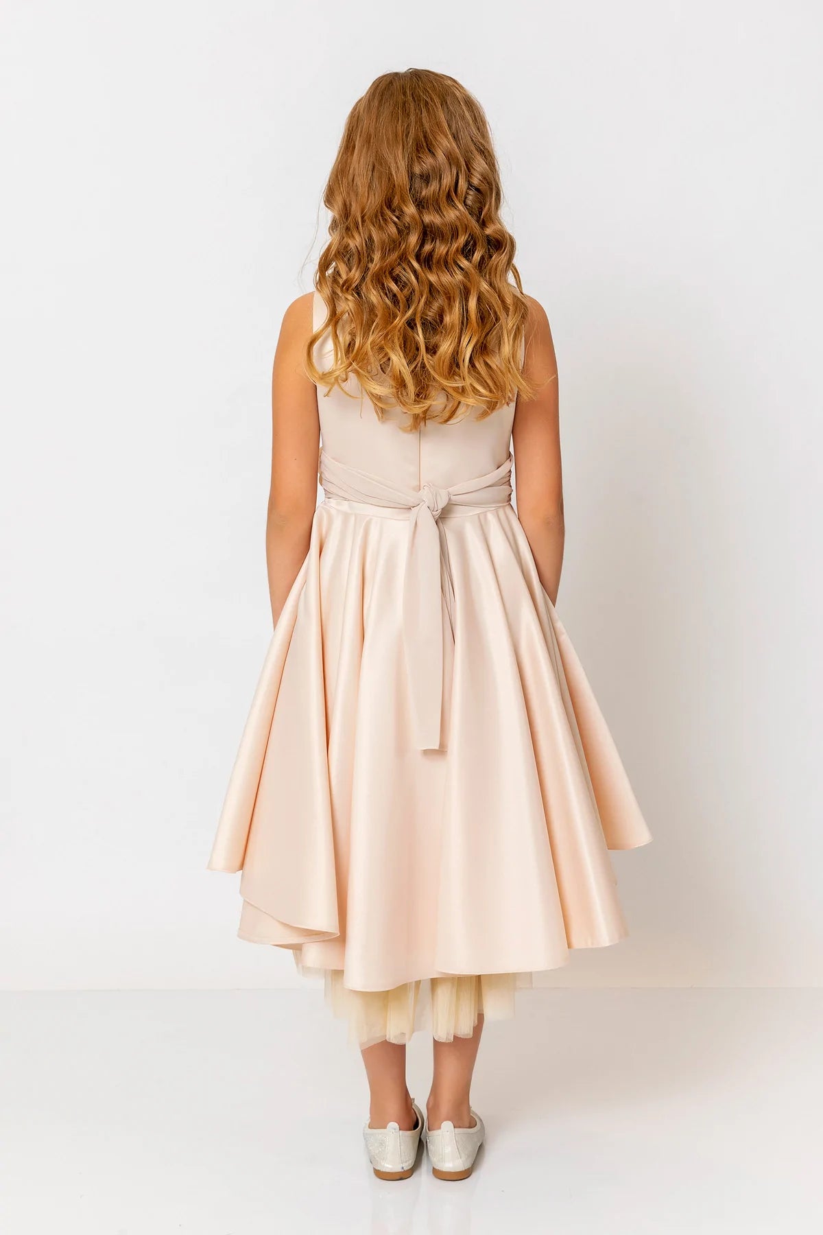 InCity Kids Girls Solid Round Neck Sleeveless Back Zipper Bridesmaid Dress InCity Boys & Girls
