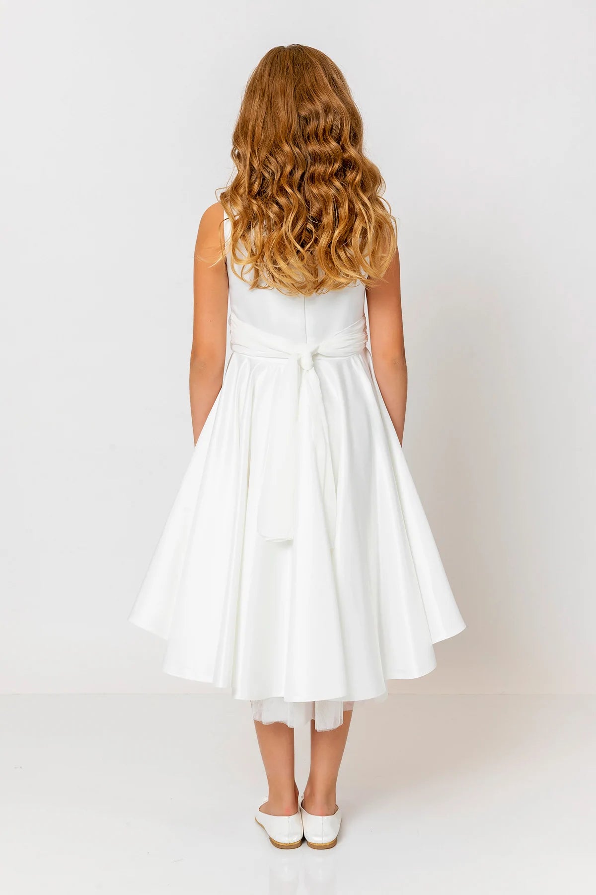 InCity Kids Girls Solid Round Neck Sleeveless Back Zipper Bridesmaid Dress InCity Boys & Girls