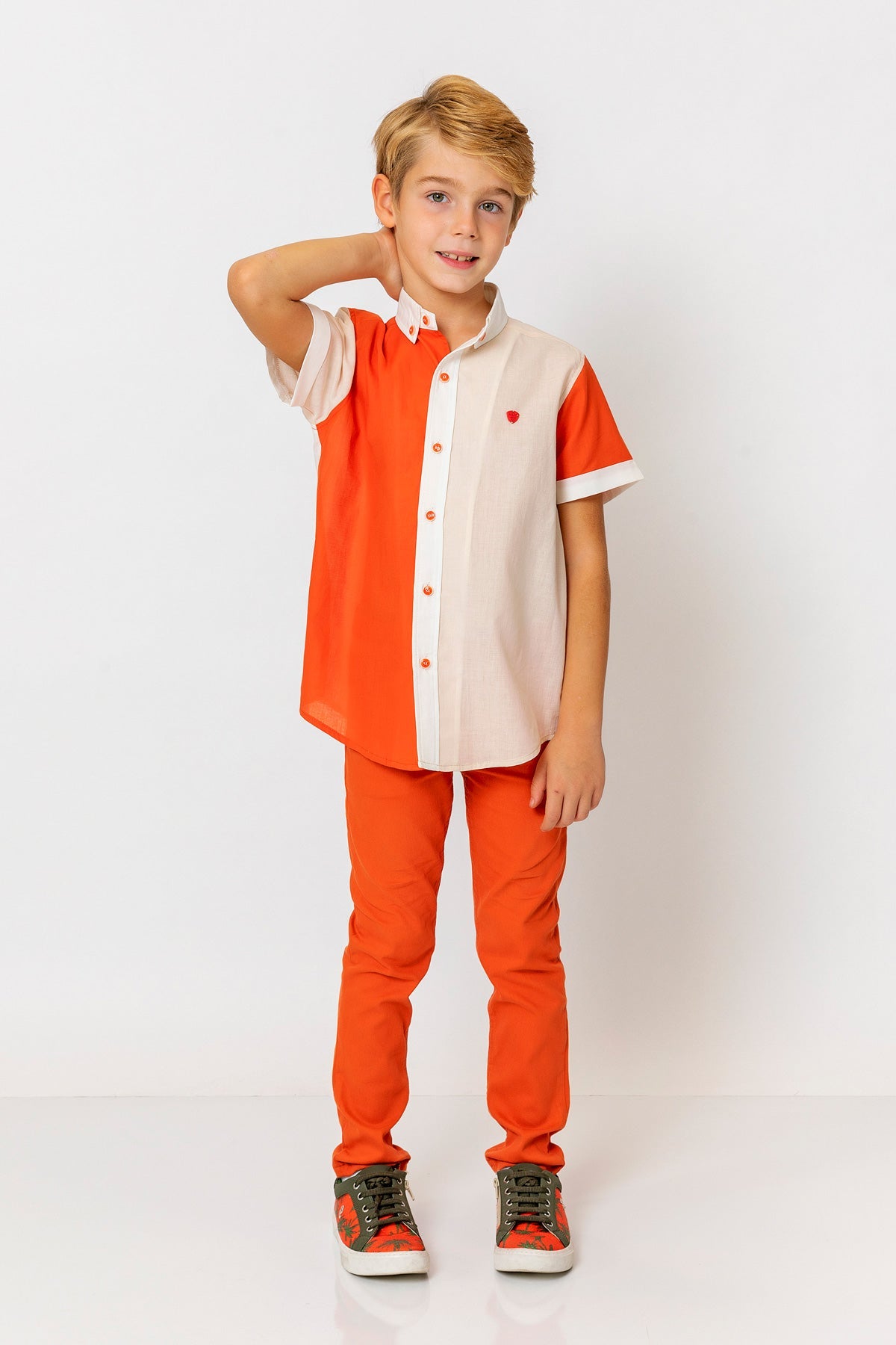 InCity Kids Boys Collared Button Down Multicolor Short Sleeve Dress Shirt InCity Boys & Girls