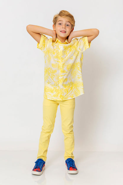 InCity Kids Boys Collared Short Sleeve Button Down Hawaiian Shirt InCity Boys & Girls