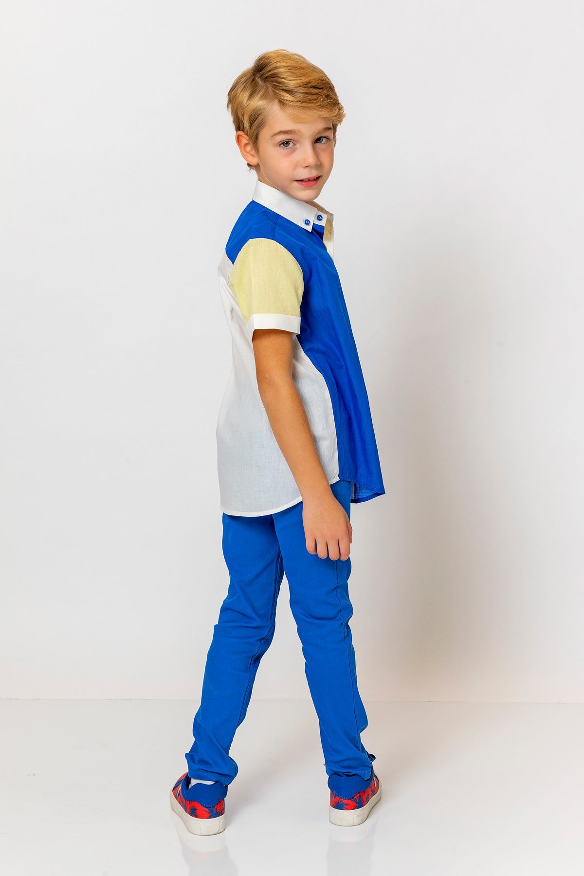 InCity Kids Boys Collared Button Down Multicolor Short Sleeve Dress Shirt InCity Boys & Girls