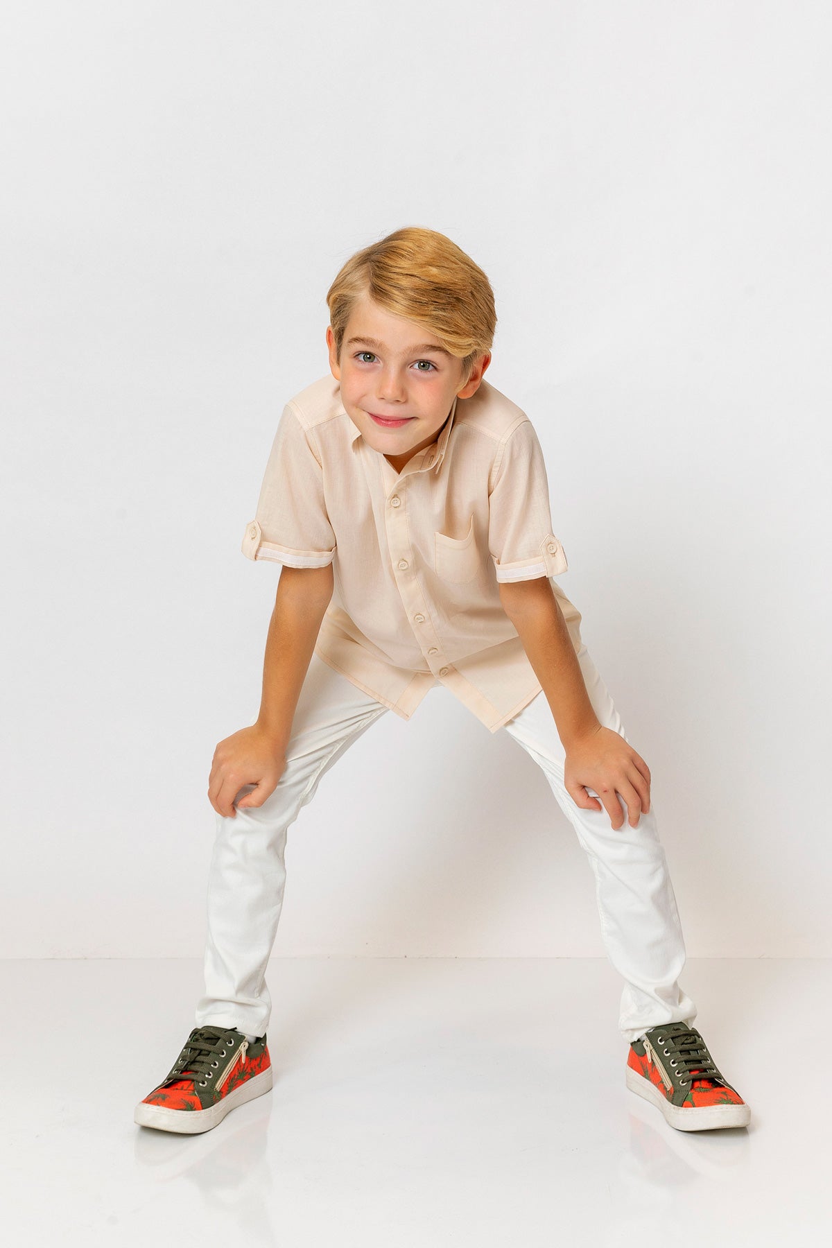 InCity Kids Boys Collared Short Sleeve Solid Pocket Button-Down Shirt InCity Boys & Girls