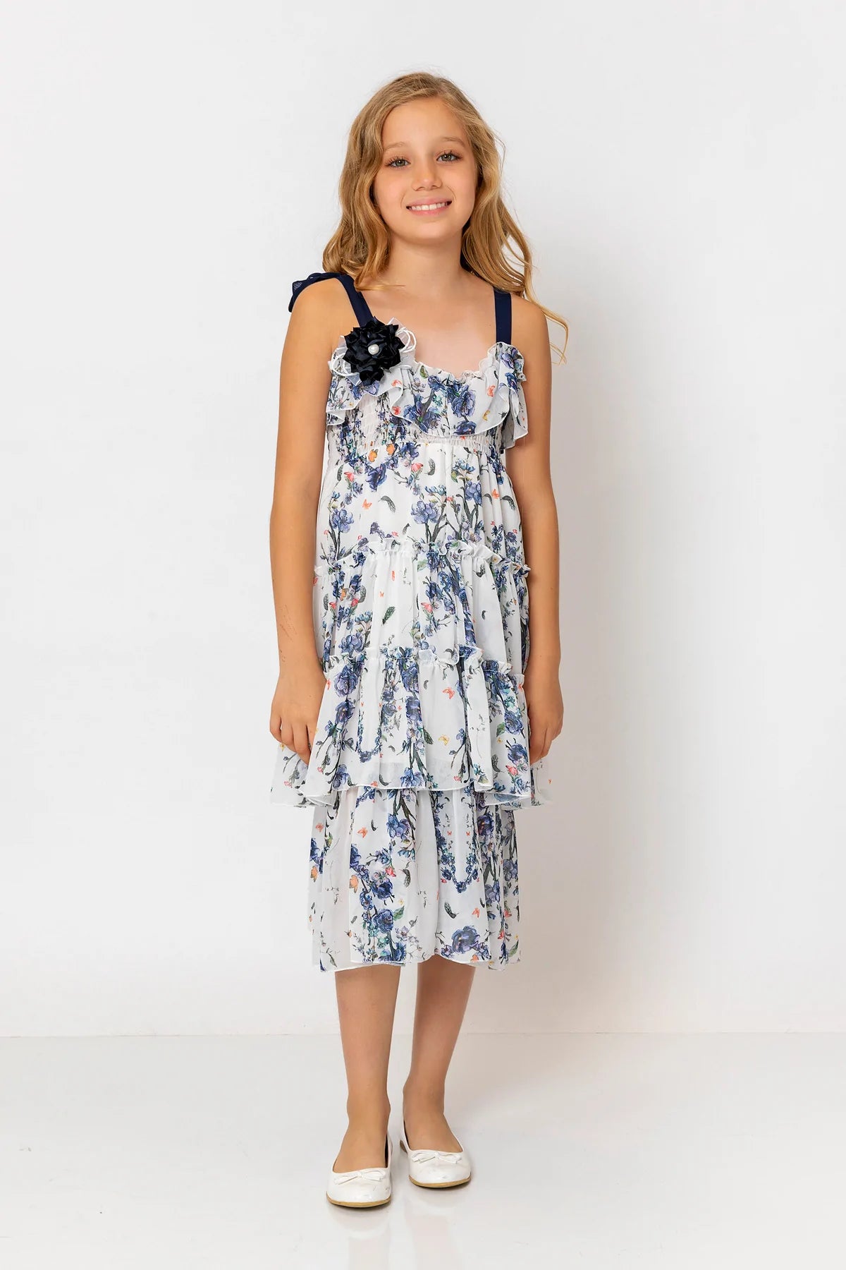 InCity Kids Girls Floral Layered Midi Dress InCity Boys & Girls