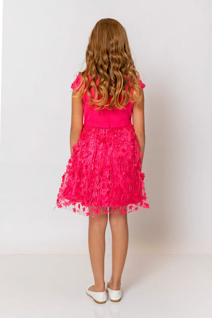 InCity Kids Girls Short Sleeve Belted Floral Tulle Dress InCity Boys & Girls