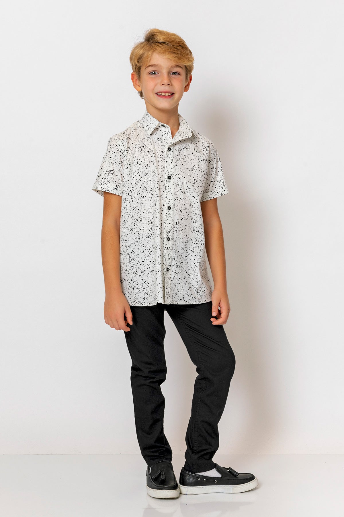 InCity Kids Boys Collared Short Sleeve Printed Button-Down Shirt InCity Boys & Girls