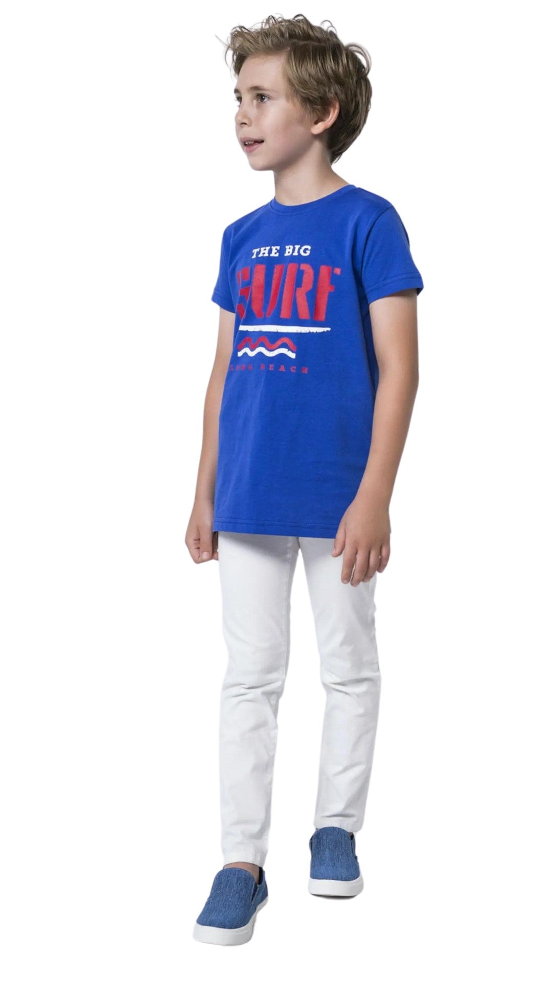 InCity Boys 1-14 Years Toddler Tween Casual Blue Cotton Comfy Short Sleeve Round Neck Fashion Surf T-shirt InCity Boys & Girls